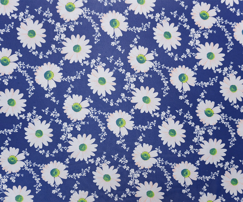 Blue-White-Multi Poly Floral Printed Chiffon Woven Fabric