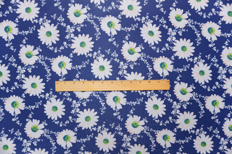 Blue-White-Multi Poly Floral Printed Chiffon Woven Fabric