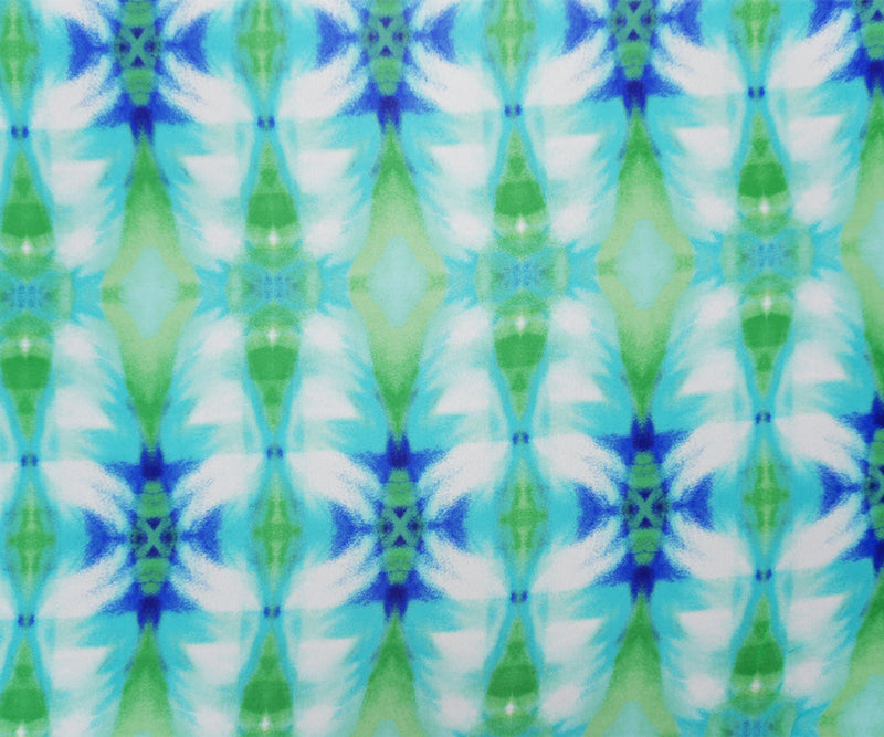 Blue-Teal-Green Poly Tie Dye Printed Chiffon Woven Fabric