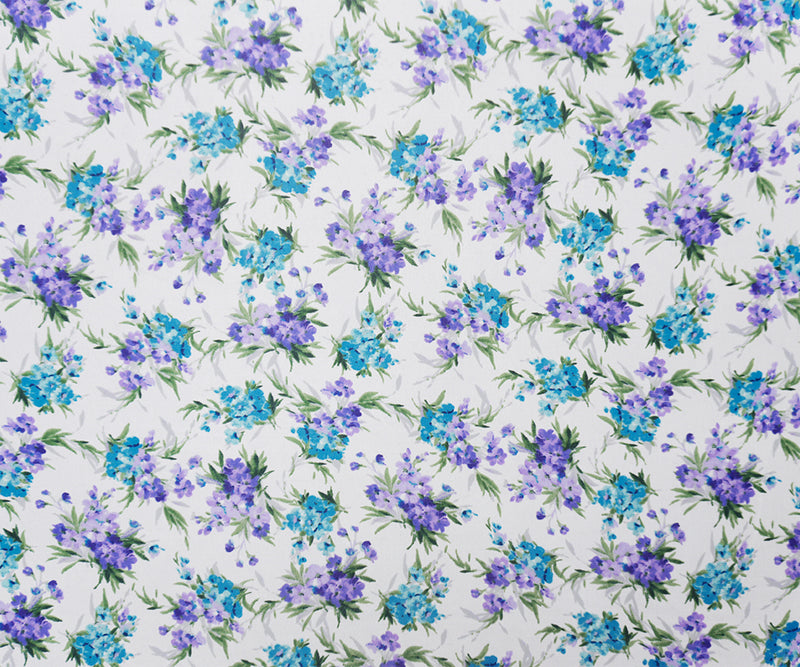 Ivory-Purple-Multi Poly Floral Printed Chiffon Woven Fabric