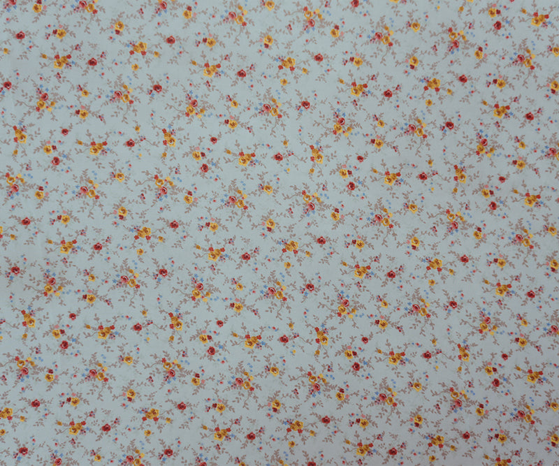Blue-Red-Multi Poly Ditsy Floral Printed Chiffon Woven Fabric