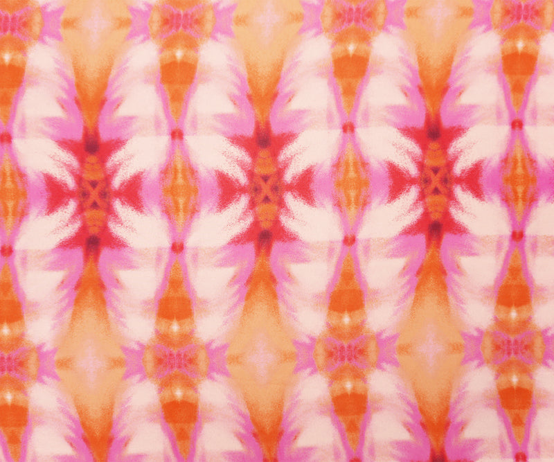 Pink-Orange-White Poly Tie Dye Printed Chiffon Woven Fabric