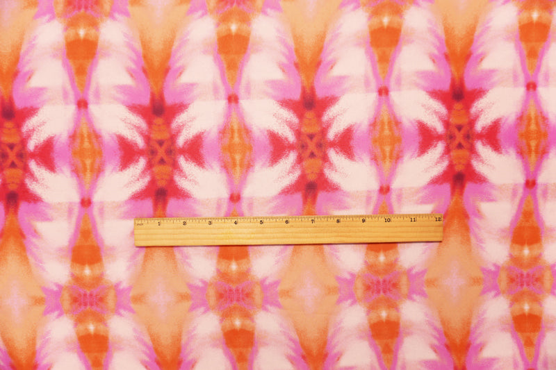 Pink-Orange-White Poly Tie Dye Printed Chiffon Woven Fabric