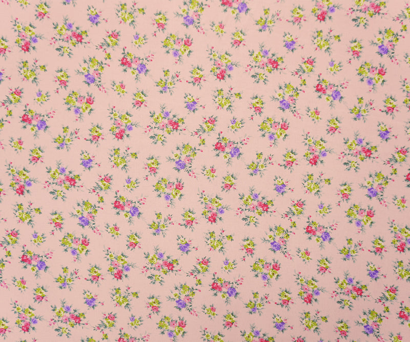 Light Pink-Multi Poly Floral Printed Chiffon Woven Fabric