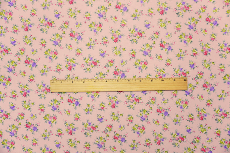 Light Pink-Multi Poly Floral Printed Chiffon Woven Fabric