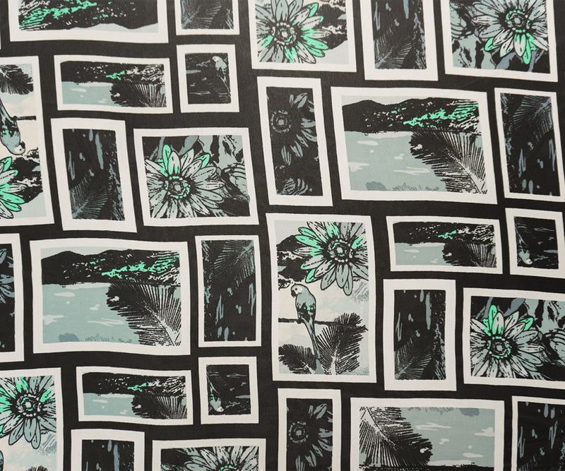 Black Poly Floral Portrait Printed Chiffon Woven Fabric