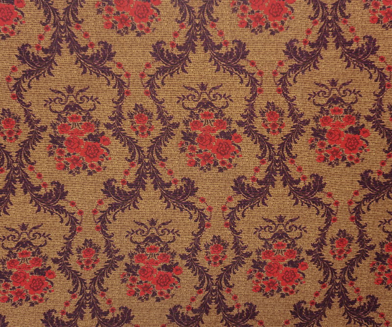 Brown-Purple-Multi Poly Floral Printed Chiffon Woven Fabric