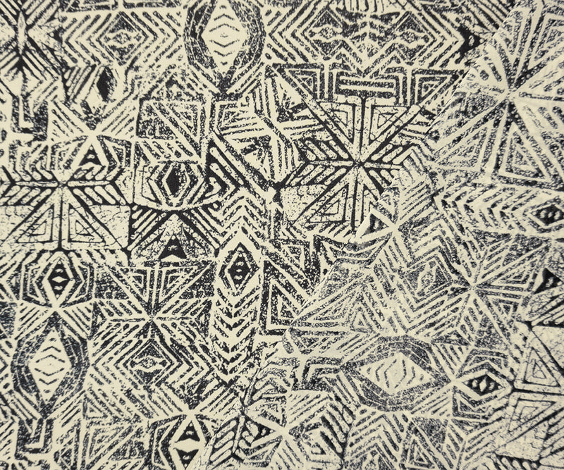 Black-Light Beige Poly Aztec Printed Chiffon Woven Fabric