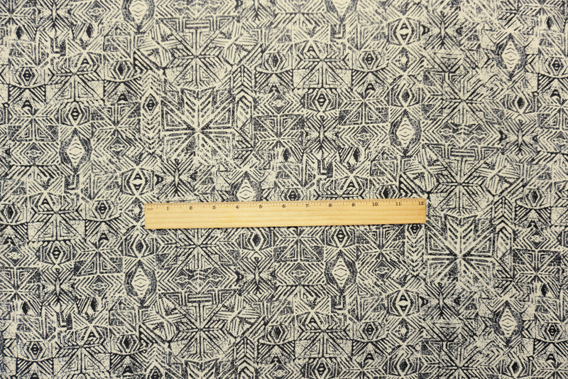 Black-Light Beige Poly Aztec Printed Chiffon Woven Fabric