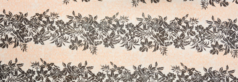 Orange-White-Black Poly Floral Printed Chiffon Woven Fabric