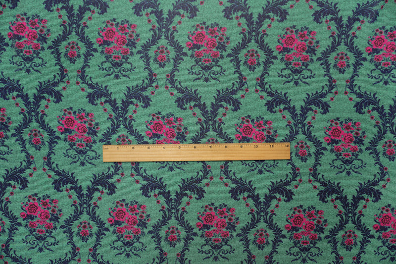 Green-Pink-Multi Poly Floral Printed Chiffon Woven Fabric