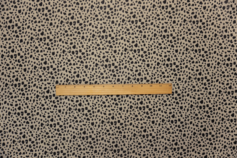 Taupe Beige-Black Poly Cheetah Printed Chiffon Woven Fabric