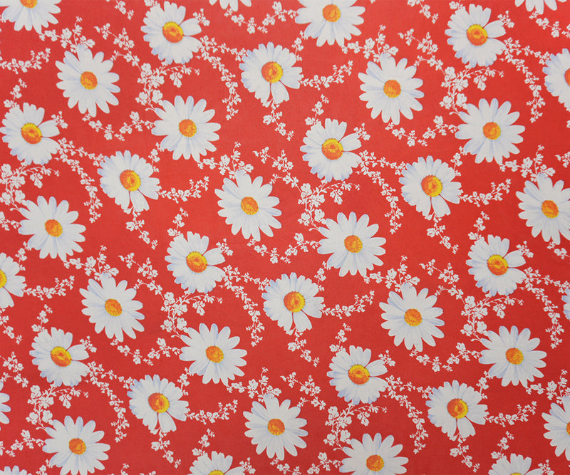 Red-White-Multi Poly Floral Printed Chiffon Woven Fabric