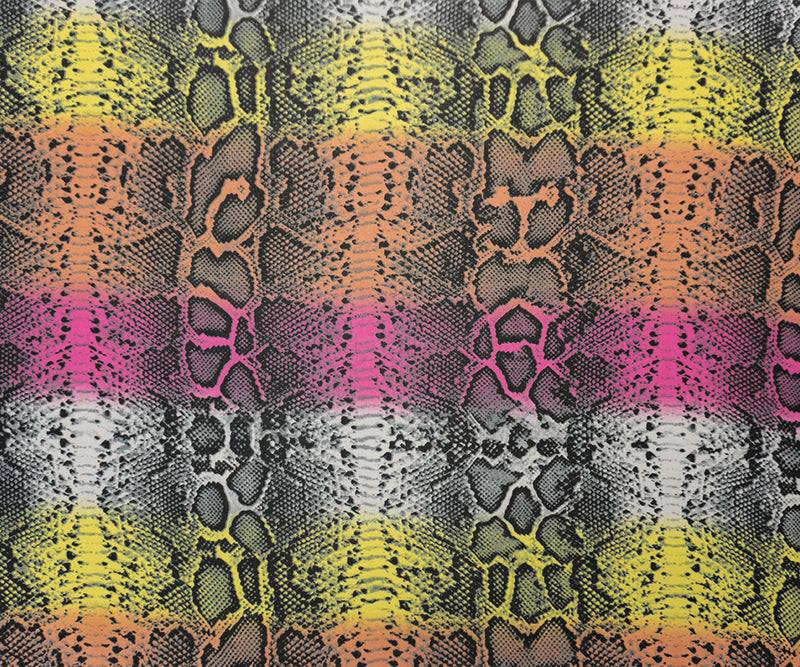 Black-Pink-Orange Poly Reptile Printed Chiffon Woven Fabric