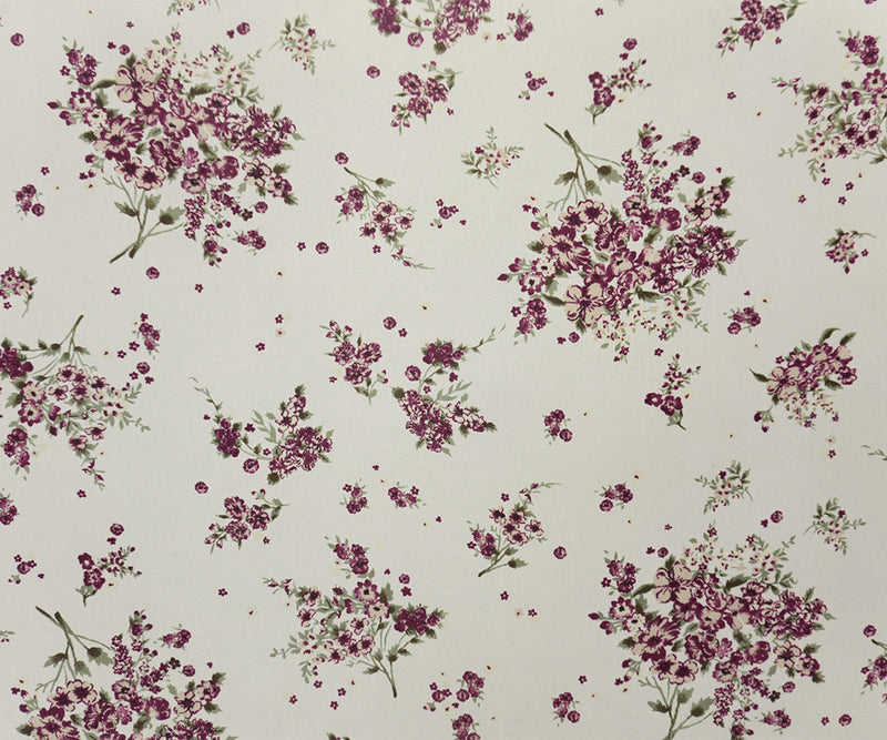 White-Purple-Multi Poly Floral Printed Chiffon Woven Fabric