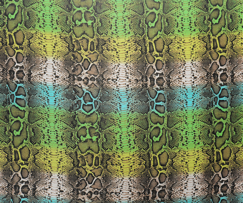 Green-Yellow-Multi Poly Reptile Printed Chiffon Woven Fabric