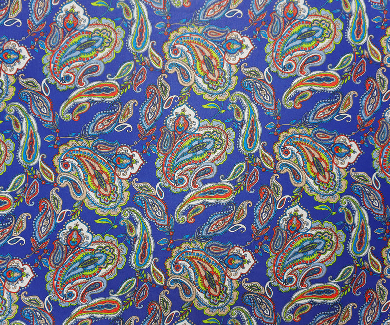 Blue-Yellow-Multi Poly Paisley Printed Chiffon Woven Fabric