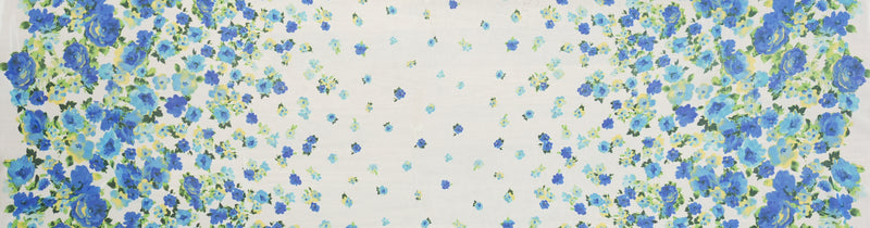 Blue-Green-Multi Poly Floral Printed Chiffon Woven Fabric