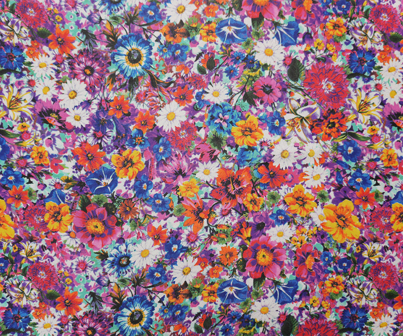 Pink-Purple-Multi Poly Floral Printed Chiffon Woven Fabric