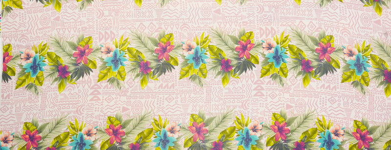 Pink Poly Floral Aztec Print Crinkled Yoryu Chiffon Woven Fabric