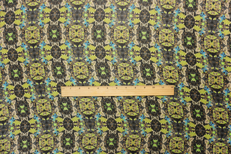 Black-Lime-Multi Poly Kaleidoscope Yoryu Chiffon Woven Fabric