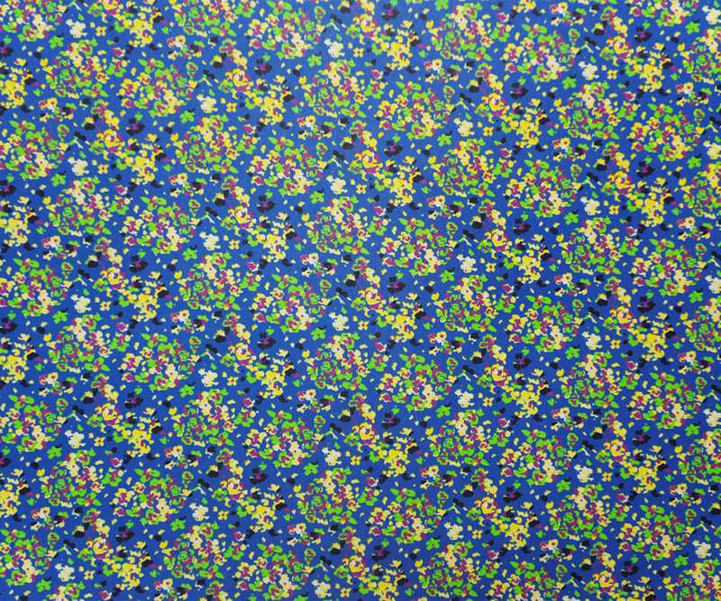 Blue-Yellow-Multi Poly Floral Printed Chiffon Woven Fabric