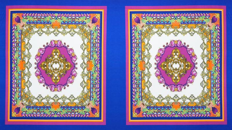 Purple-Multi Poly Baroque PANEL Print ITY Jersey Knit Fabric