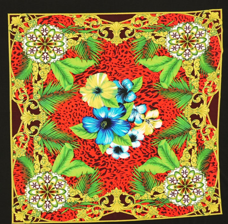 Black-Red-Multi Poly Floral Leopard PANEL ITY Jersey Knit Fabric