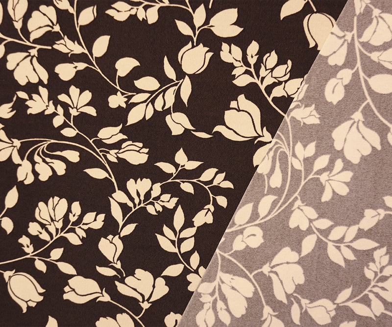 Brown-Beige Poly Spandex Floral Printed ITY Jersey Knit Fabric