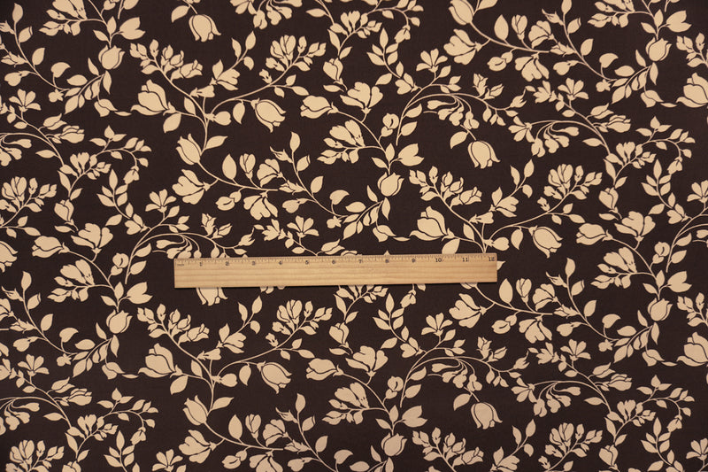 Brown-Beige Poly Spandex Floral Printed ITY Jersey Knit Fabric