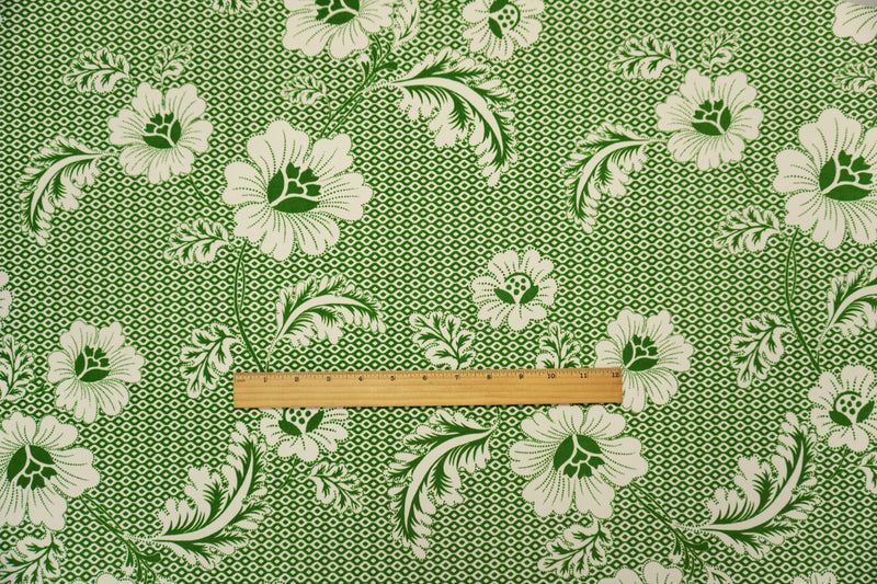 Green-Ivory Poly Floral Geo Printed ITY Jersey Knit Fabric