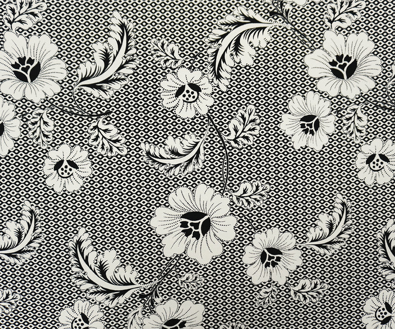 Black-White Poly Floral Geo Printed ITY Jersey Knit Fabric