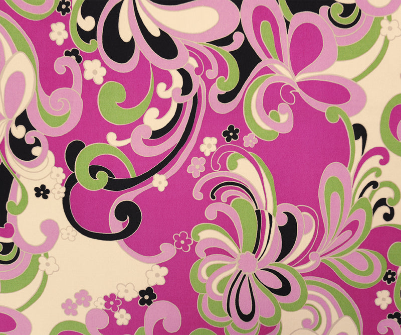 Pink-Green-Multi Poly Abstract Floral ITY Jersey Knit Fabric