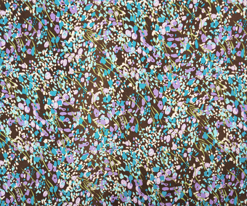 Brown-Multi Poly Abstract Floral Print ITY Jersey Knit Fabric