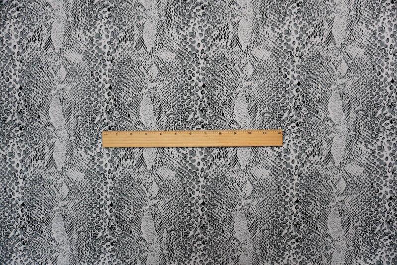 Gray-White-Black Poly Reptile Printed ITY Jersey Knit Fabric