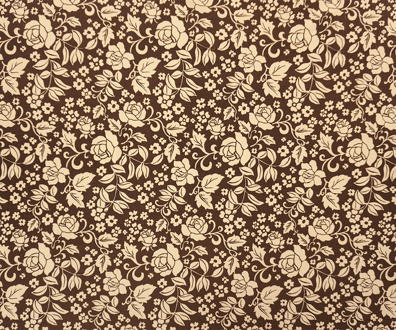 Brown-Beige Poly Spandex Floral Printed ITY Jersey Knit Fabric