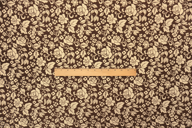 Brown-Beige Poly Spandex Floral Printed ITY Jersey Knit Fabric