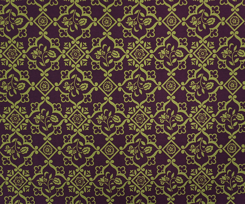 Purple-Green Poly Moroccan Floral Printed ITY Jersey Knit Fabric