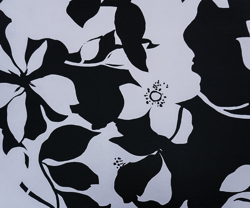 Black-Light Gray Poly Spandex Floral Printed ITY Jersey Knit Fabric