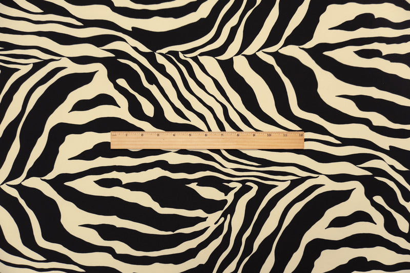 Black-Ivory Poly Abstract Zebra Printed ITY Jersey Knit Fabric