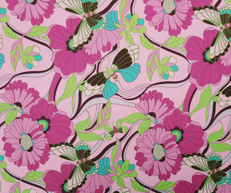 Pink-Green-Multi Poly Floral Printed ITY Jersey Knit Fabric