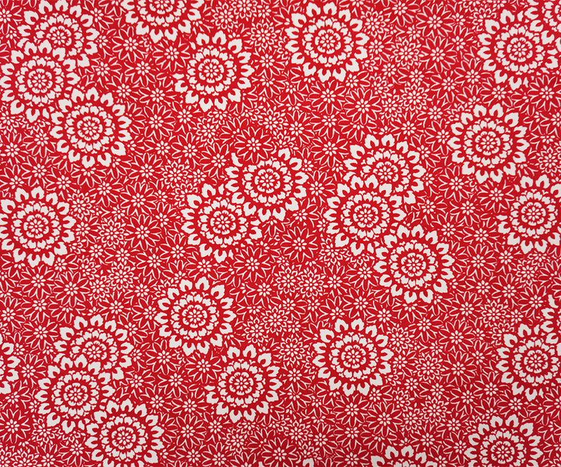 Red-White Poly Moroccan Floral Printed ITY Jersey Knit Fabric