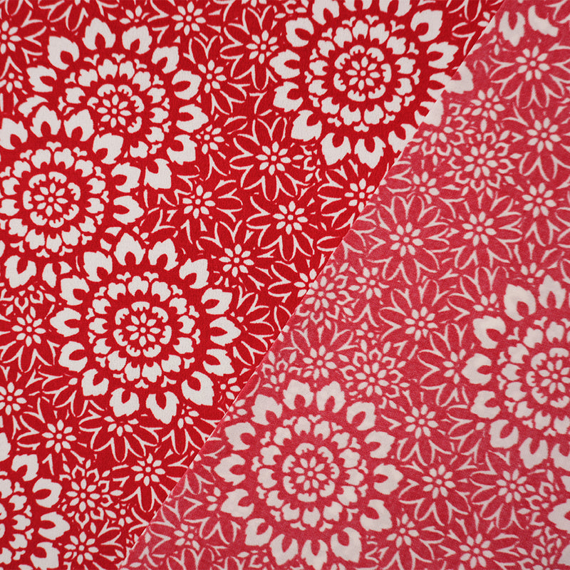 Red-White Poly Moroccan Floral Printed ITY Jersey Knit Fabric