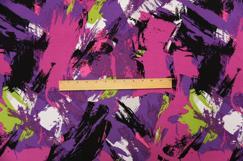 Purple-Pink Poly Spandex Abstract Printed ITY Jersey Knit Fabric