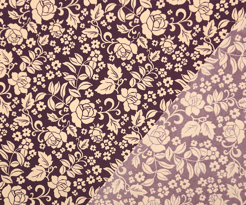 Purple-Beige Poly Spandex Floral Printed ITY Jersey Knit Fabric