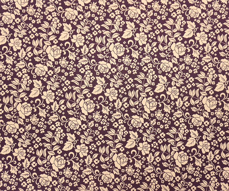 Purple-Beige Poly Spandex Floral Printed ITY Jersey Knit Fabric
