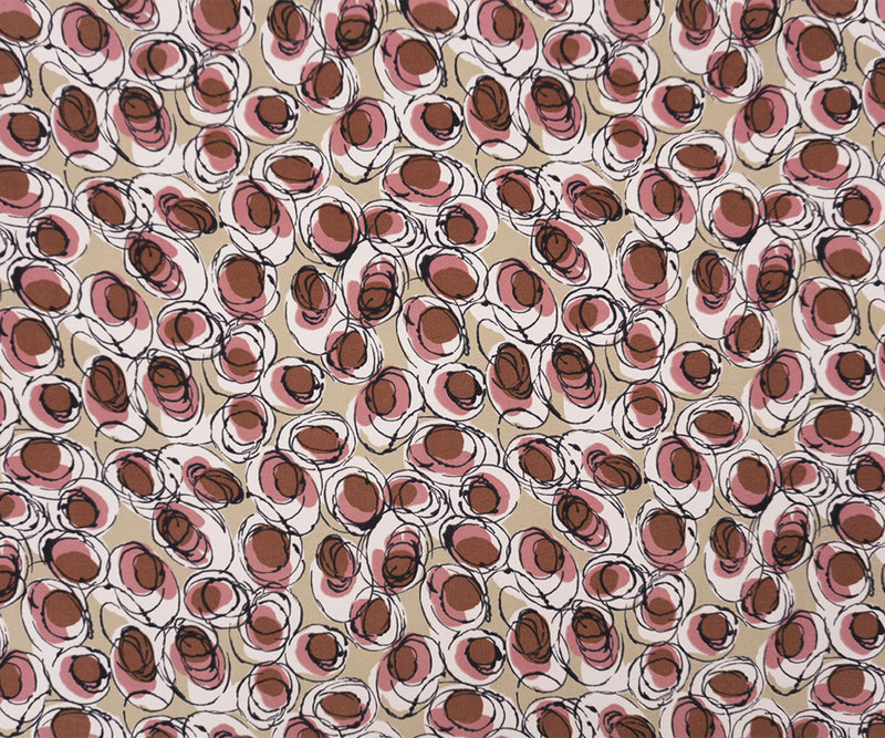 Brown-Beige-Multi Poly Abstract Printed ITY Jersey Knit Fabric