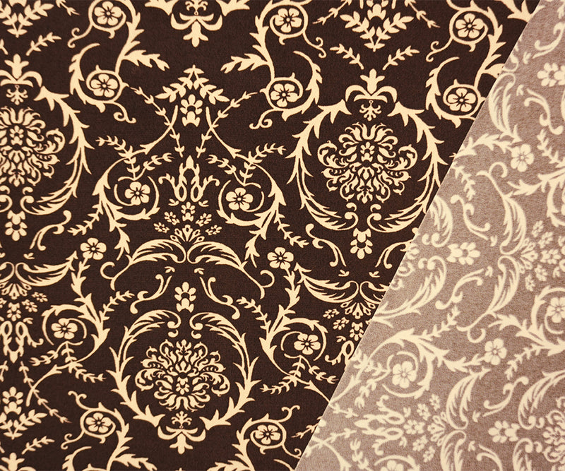 Brown-Beige Poly Baroque Floral Printed ITY Jersey Knit Fabric