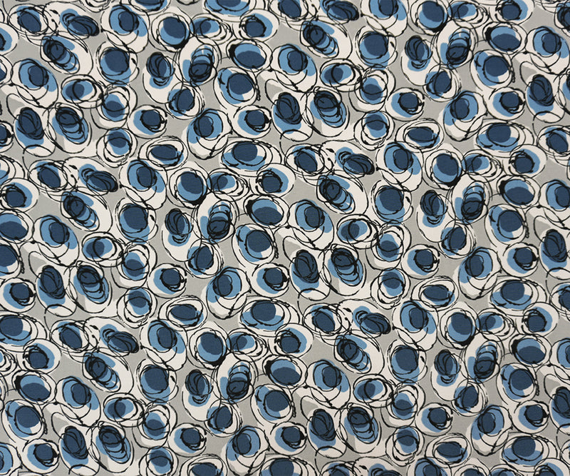 Blue-Gray-Multi Poly Abstract Printed ITY Jersey Knit Fabric