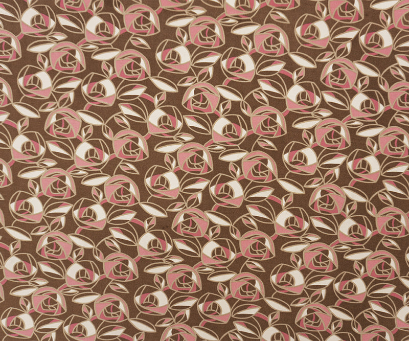 Brown-Pink-Multi Poly Abstract Floral ITY Jersey Knit Fabric